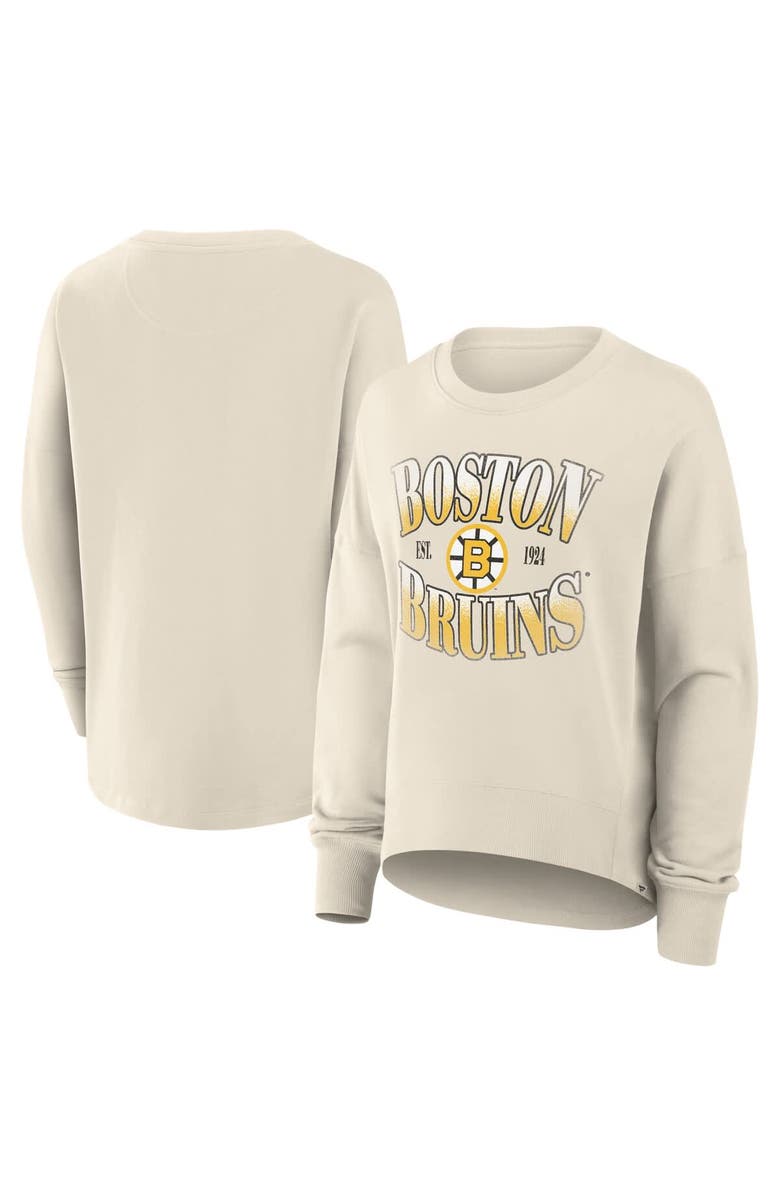 FANATICS Women's Fanatics Cream Boston Bruins Oversized Vintage Slice Pullover Sweatshirt, Main, color, Cream