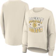 FANATICS Women's Fanatics Cream Boston Bruins Oversized Vintage Slice Pullover Sweatshirt
