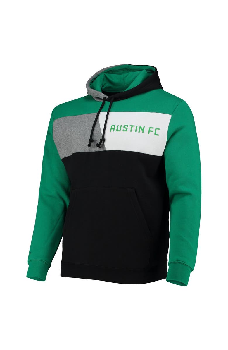 Mitchell & Ness Men's Mitchell & Ness Black/Green Austin FC Colorblock Fleece Pullover Hoodie, Alternate, color, 