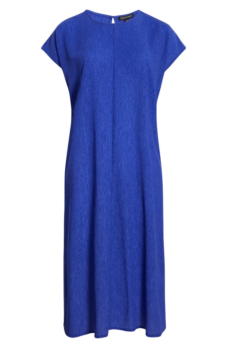 Eileen Fisher Short Sleeve Jacquard Maxi Dress, Alternate, color, Royal