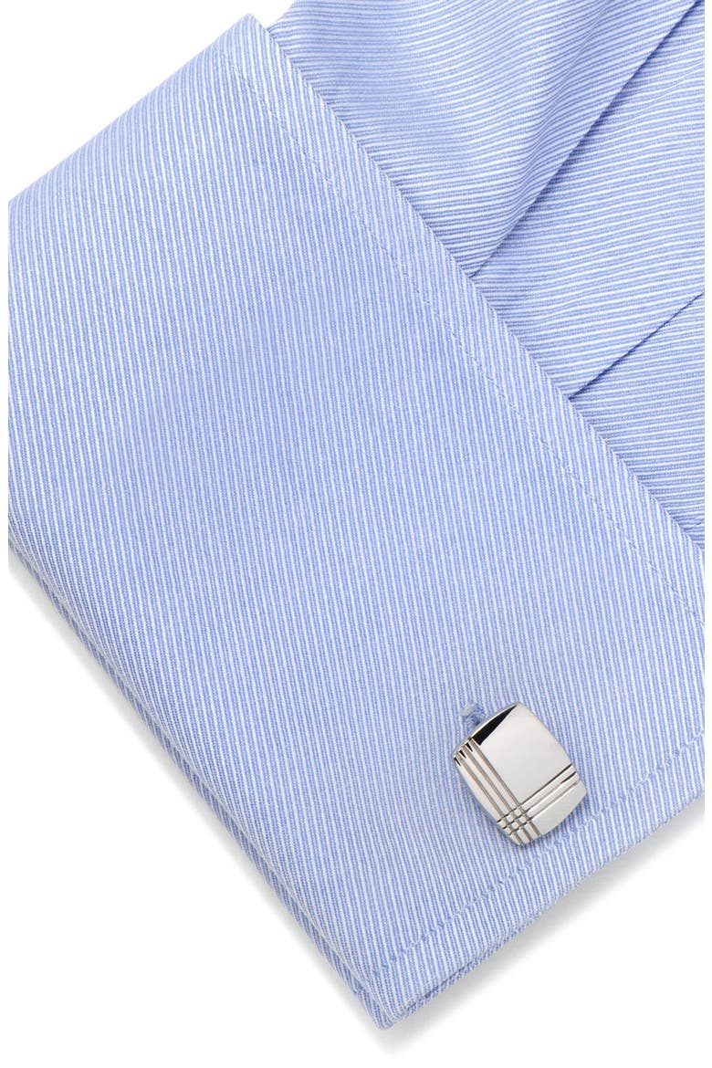 Tartan Plaid Cuff Links, Alternate, color, SILVER