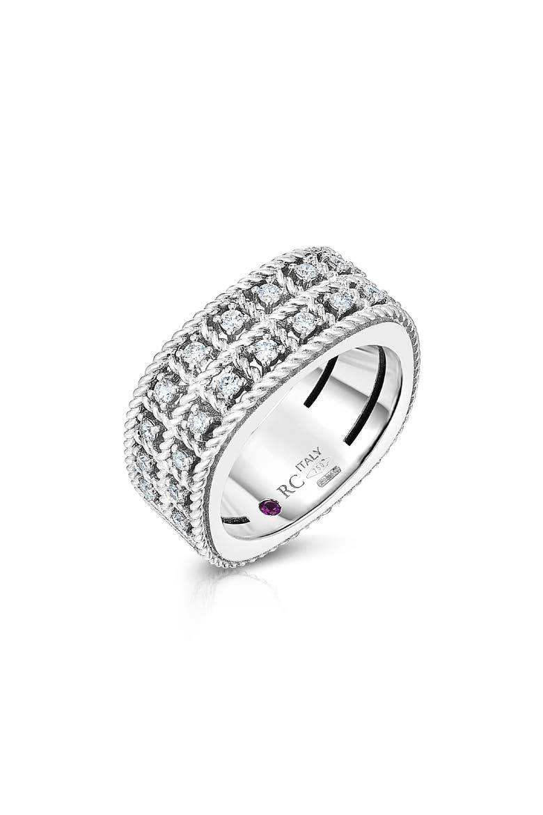 Byzantine Double Row Diamond Ring, Main, color, WHITE GOLD