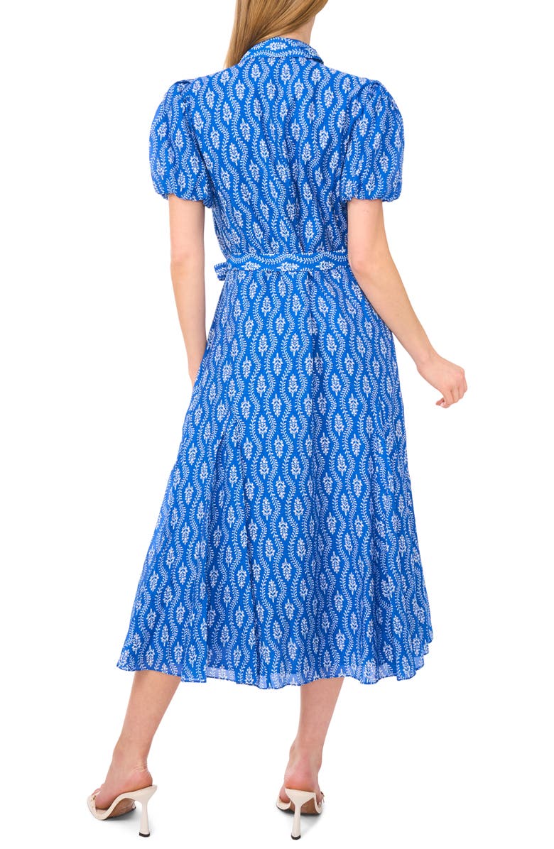 CeCe Floral Short Sleeve Midi Shirtdress, Alternate, color, Blue Jay