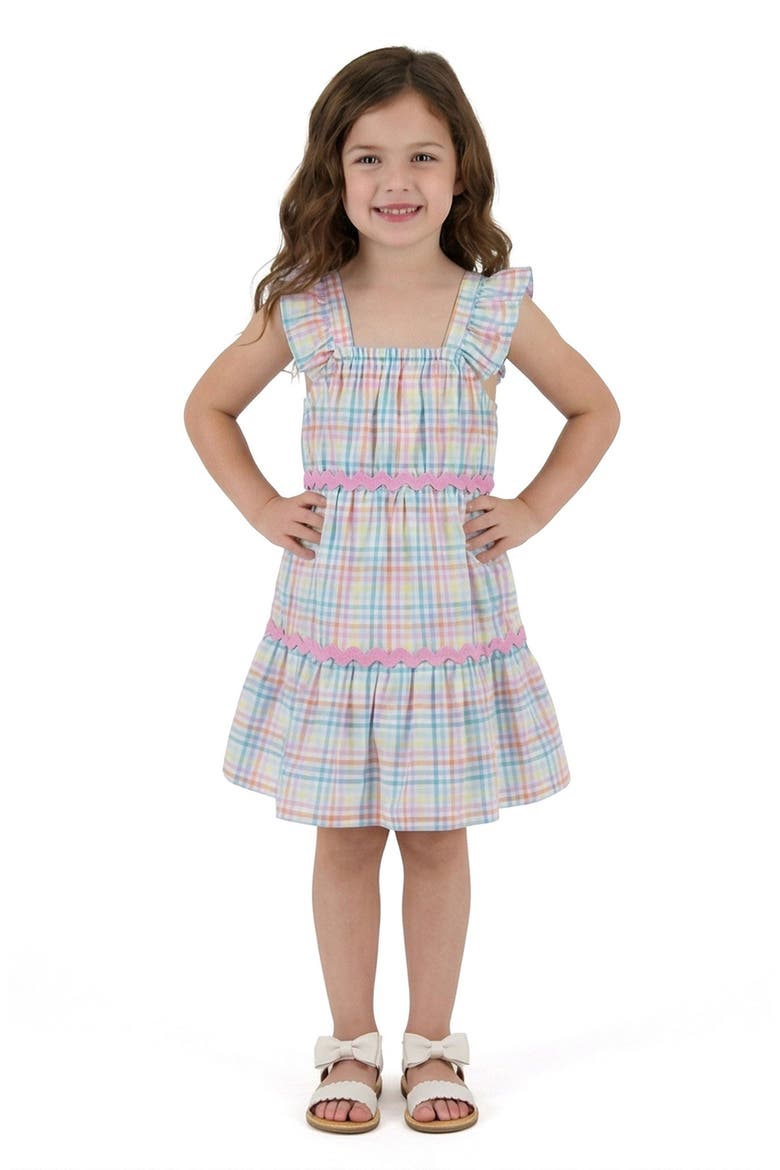 Kids' Plaid Tiered Dress, Alternate, color, WHA -WHITE PLAID
