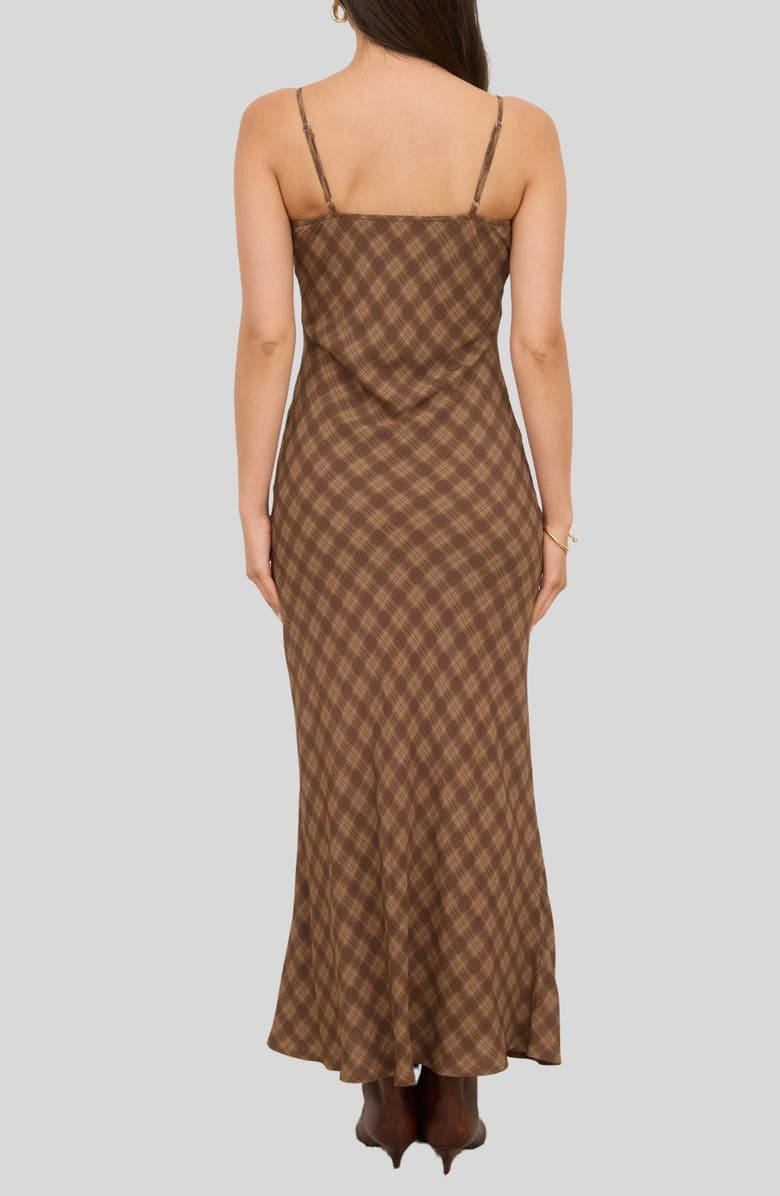 Blu Pepper Bias Cut Plaid Midi Dress, Alternate, color, Brown Multi