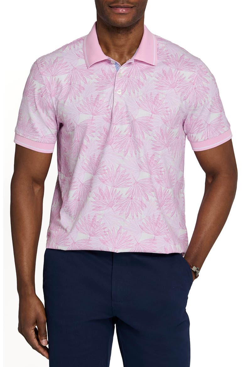Slim Fit Leaf Polo Short Sleeve Shirt, Main, color, LT. PINK