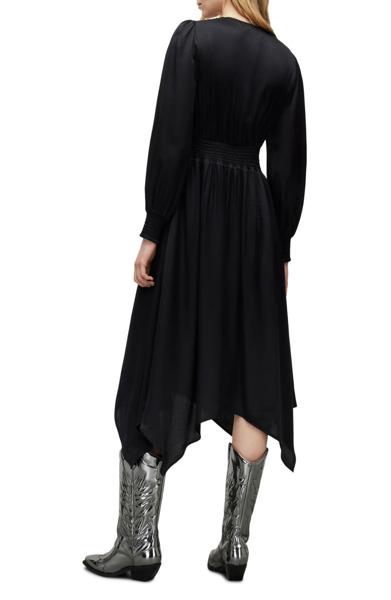 AllSaints Estelle Long Sleeve Asymmetric Hem Dress, Alternate, color, 