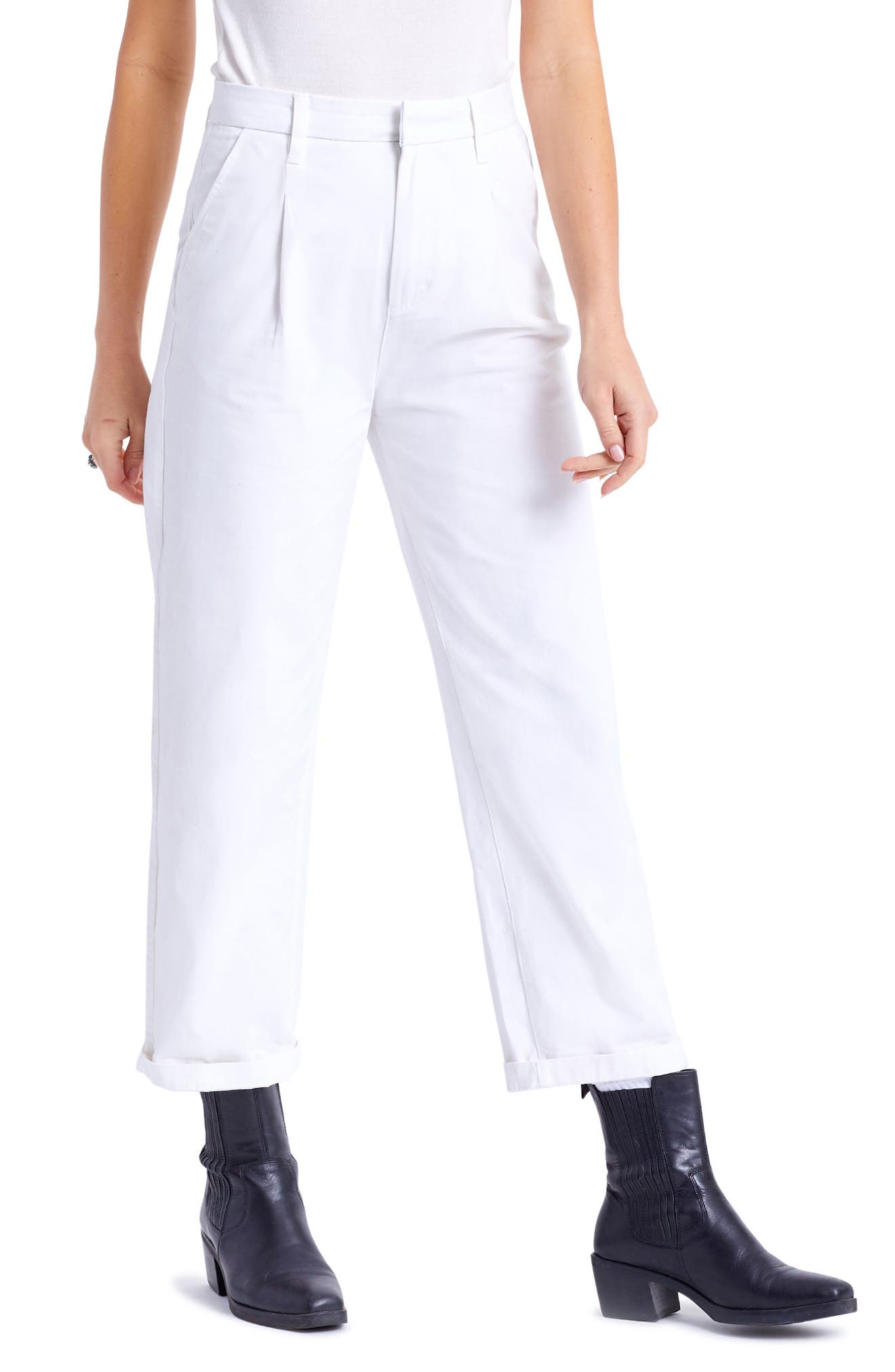 Brixton Victory Pleated High Waist Crop Pants (Women) | Nordstromrack