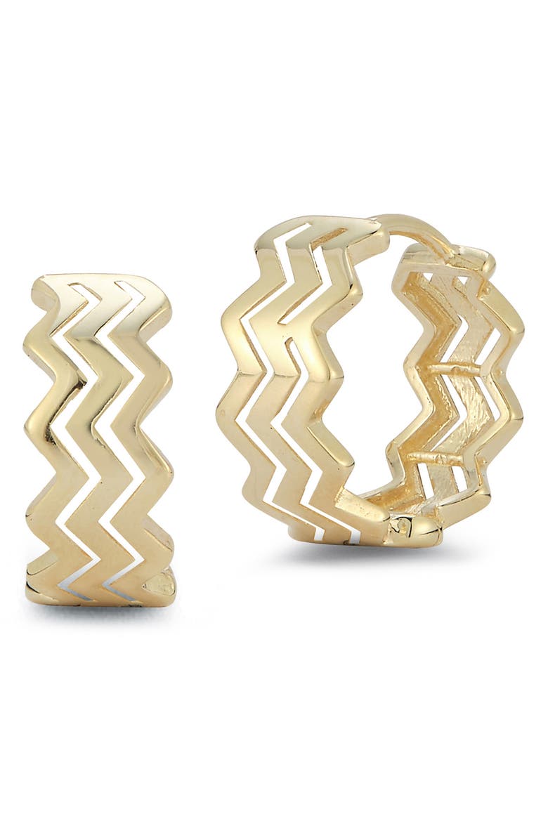 Ember Fine Jewelry Zigzag Hoop Earrings, Main, color, Gold