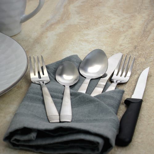 Gibson Palmore Plus 24 Piece Stainless Steel Flatware Set With 4 Steak Knives In Silver