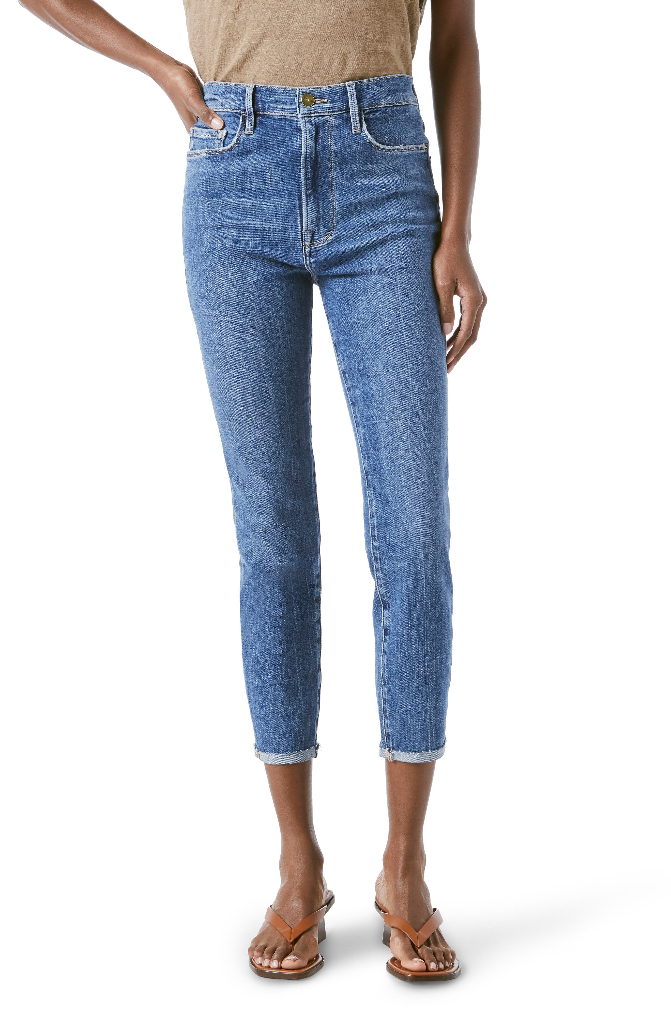 FRAME Ali High Waist Cuffed Cigarette Jeans - Van Ness