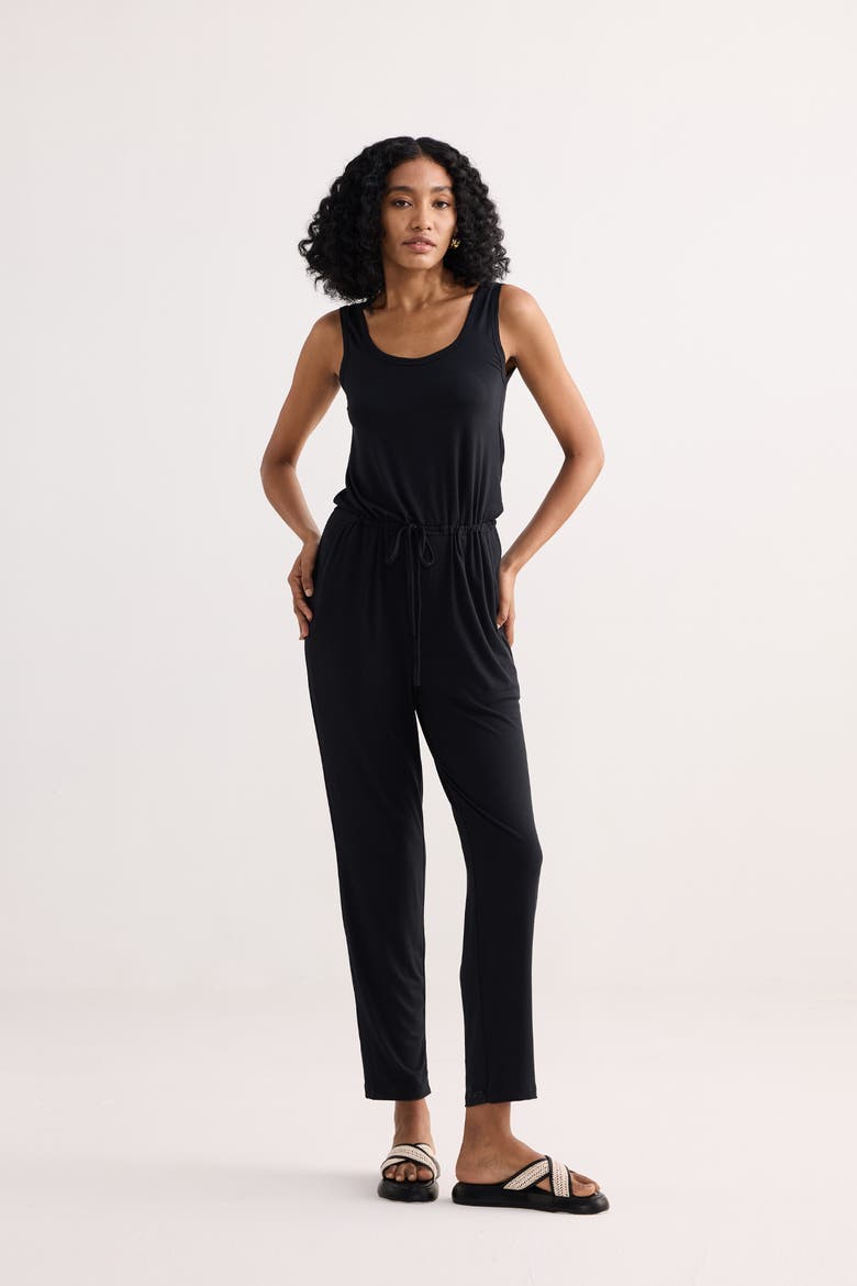 Relaxed Drawstring Jumpsuit, Alternate, color, Black