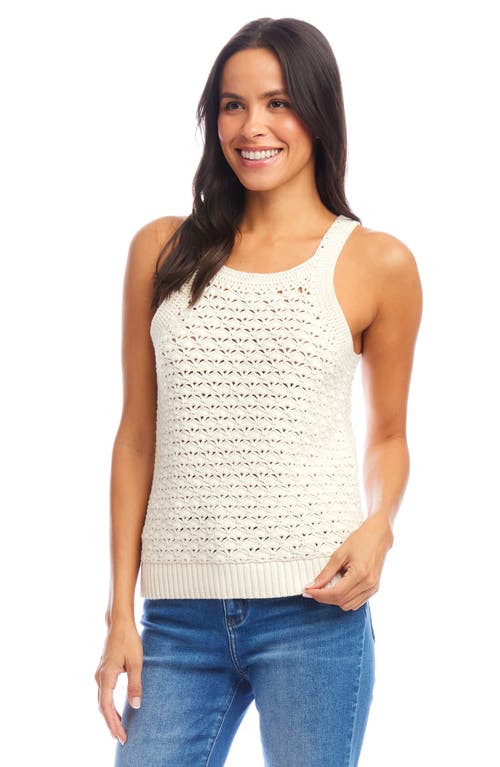 Shop Karen Kane Open Stitch Cotton Sweater Tank In Natural