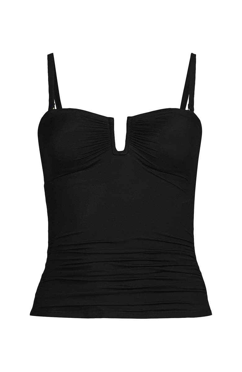 Lands' End Slender Bandeau U-Wire Tankini Swimsuit Top, Alternate, color, Black