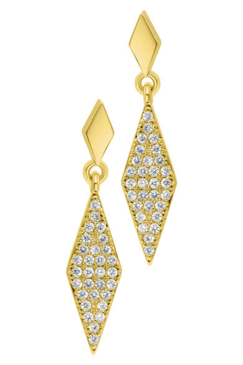 CZ Pavé Diamond Drop Earrings, Alternate, color, GOLD