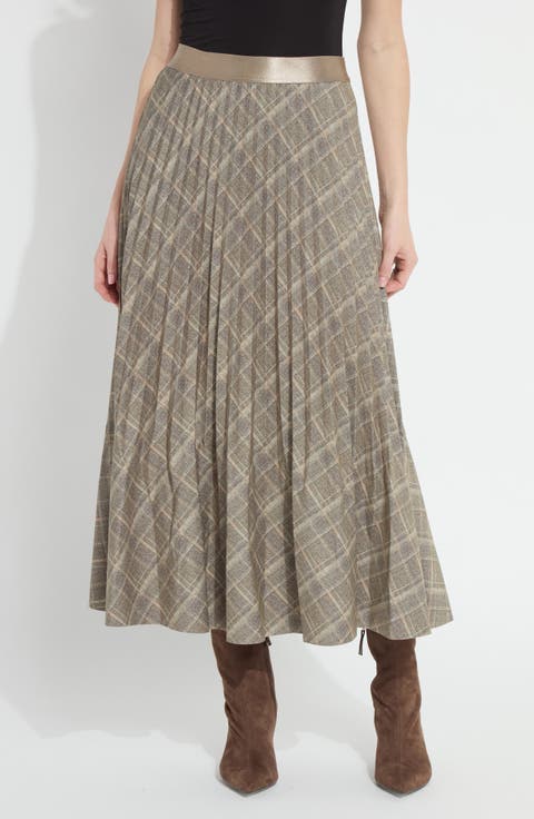 Sabrina Pleated Ponte Midi Skirt