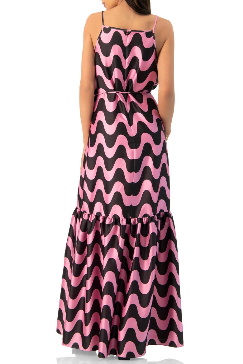 Sleeveless Wave Print Maxi Dress, Alternate, color, Pink