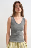 Topshop V-Neck Stretch Cotton Rib Tank