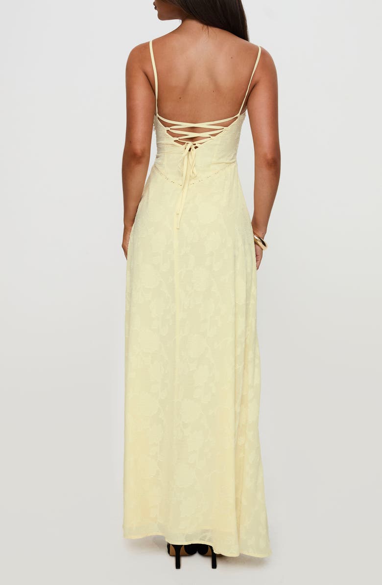 Princess Polly South of France Floral Embroidered Sleeveless Gown, Alternate, color, Yellow