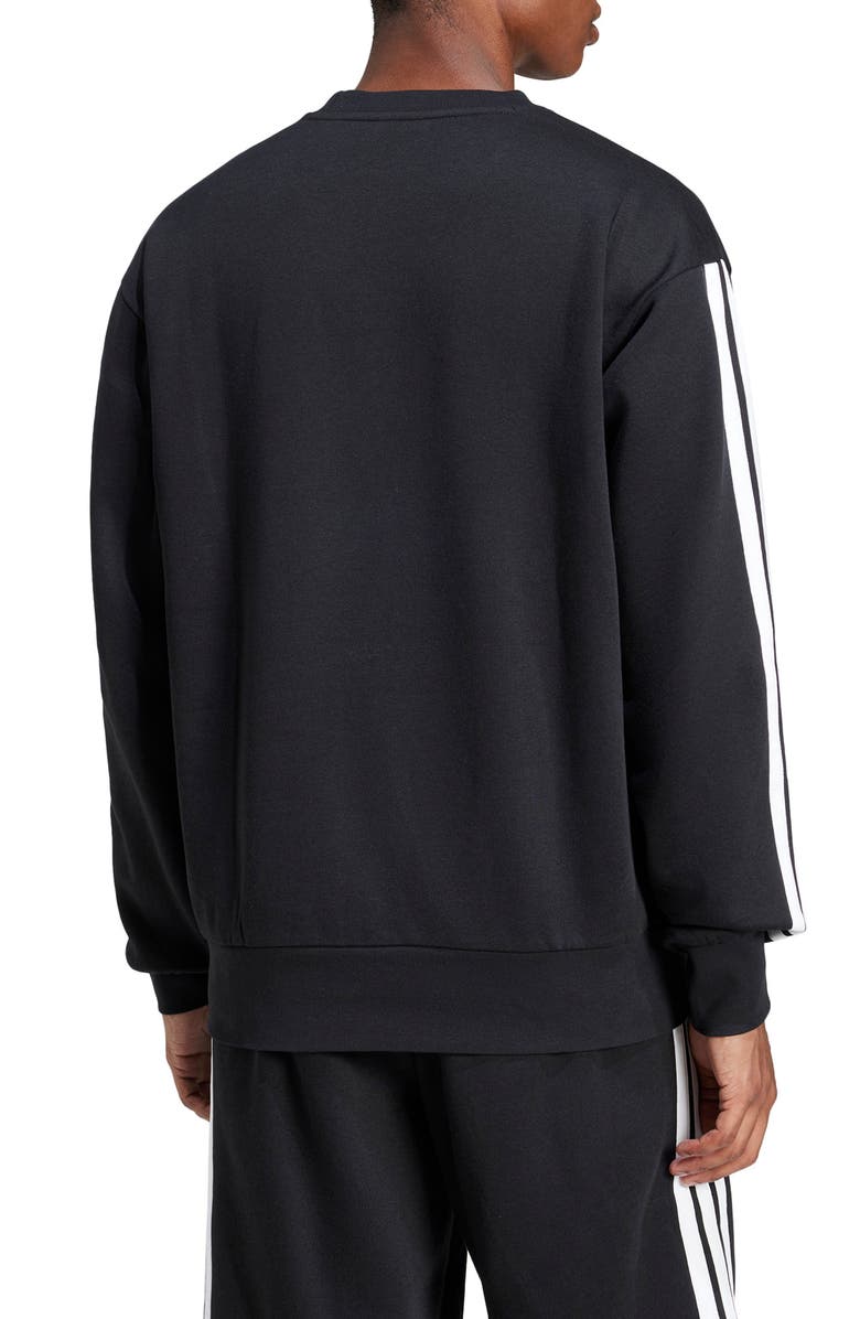 adidas Essential 3-Stripes Fleece Pullover, Alternate, color, Black/ White