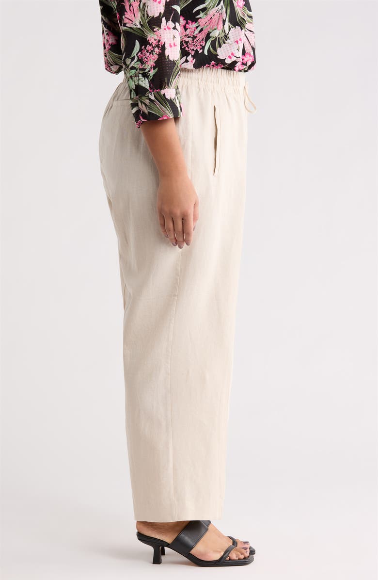 Jones New York Tie Waist Linen Blend Pants, Alternate, color, Natural Stone