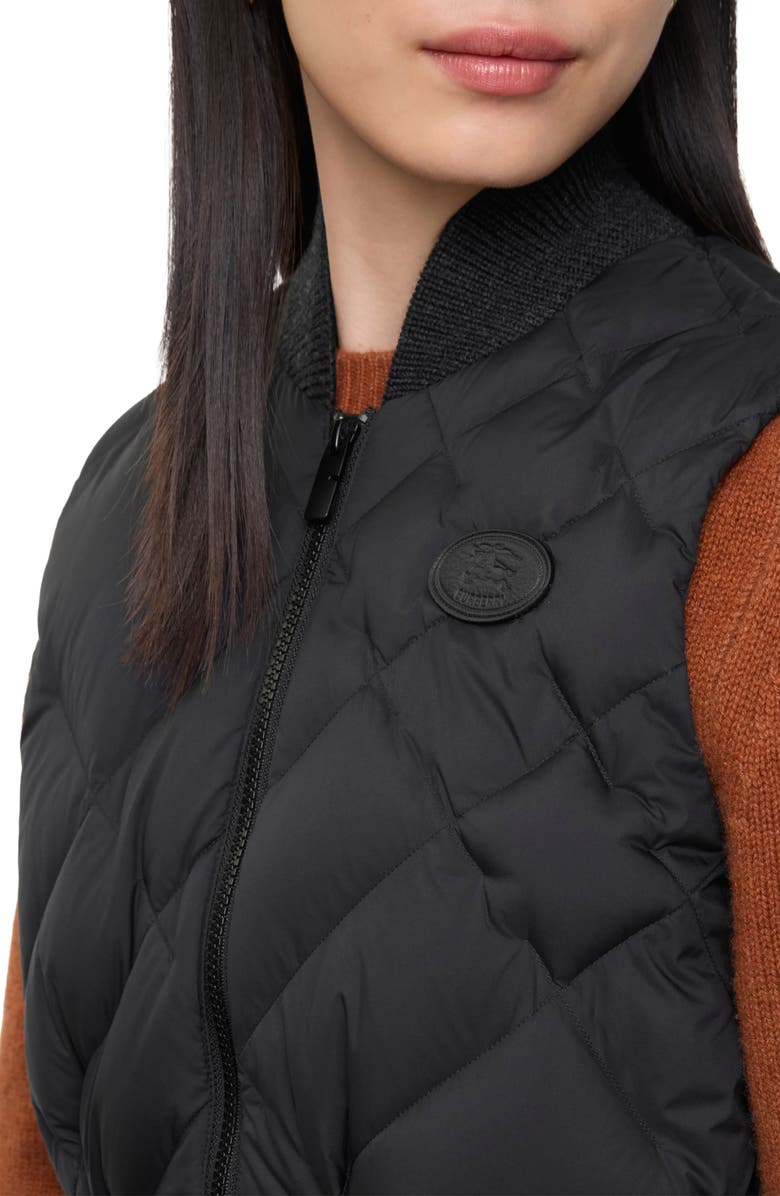 Burberry Devonside Check Stitch Quilted Down Vest, Alternate, color, Black