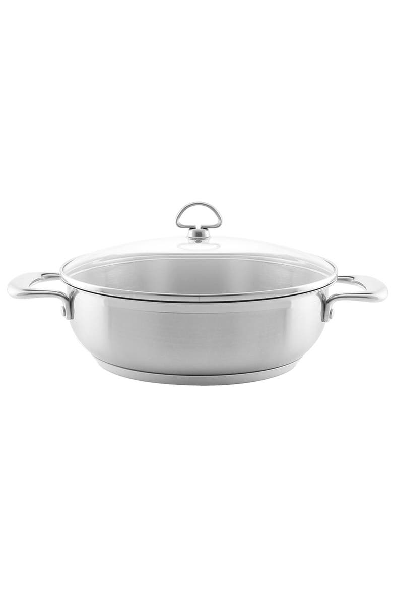 Induction 21 Steel 5 qt. Chef's Pan w/ Glass Lid, Main, color, Silver
