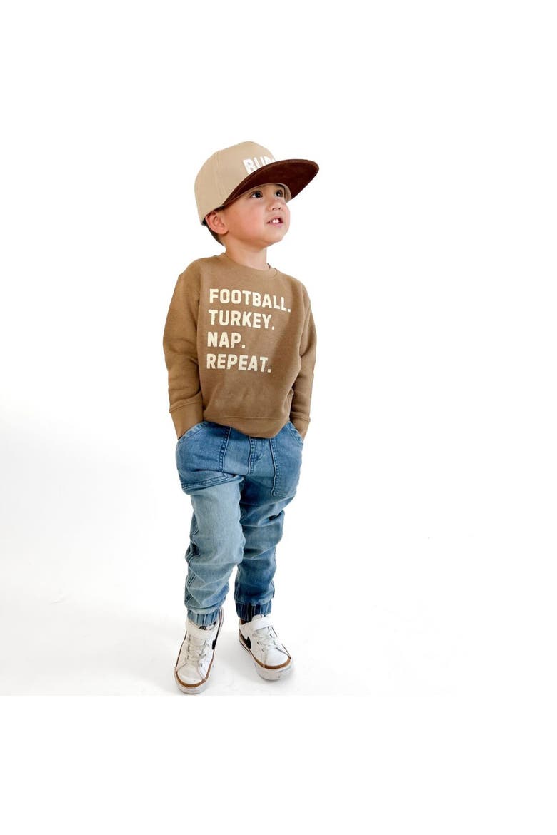 Football Turkey Nap Repeat Thanksgiving Sweatshirt, Alternate, color, Mocha