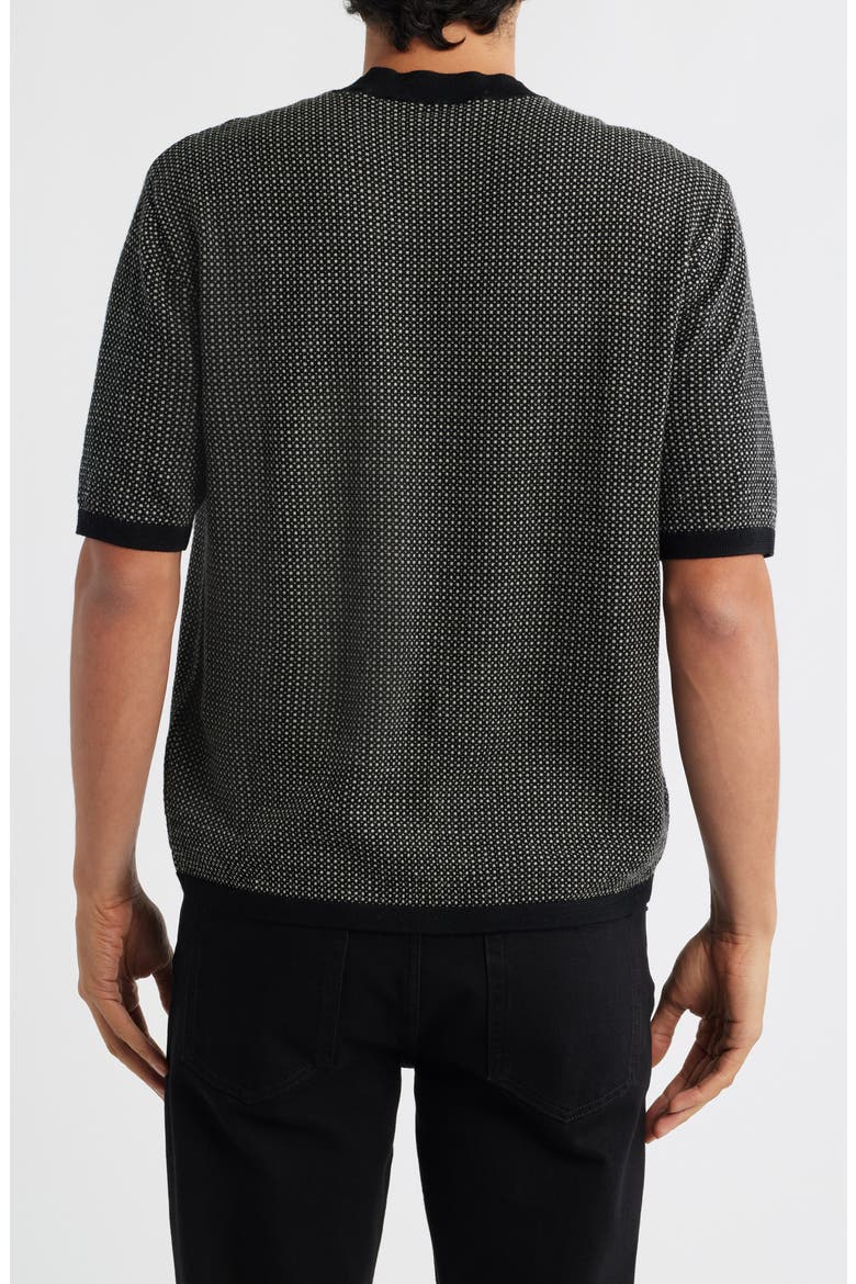 Short Sleeve Virgin Wool Sweater, Alternate, color, BLACK