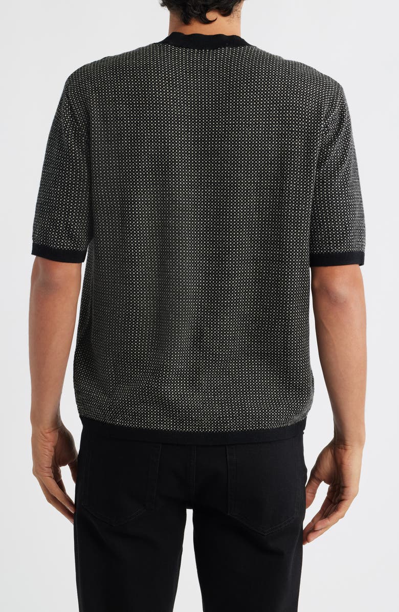 Emporio Armani Short Sleeve Virgin Wool Sweater, Alternate, color, Black