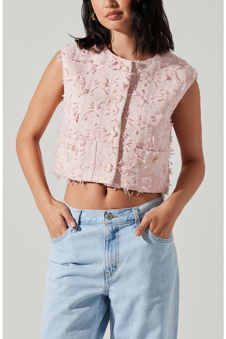 Francie Vest, Alternate, color, PINK JACQUARD TWEED