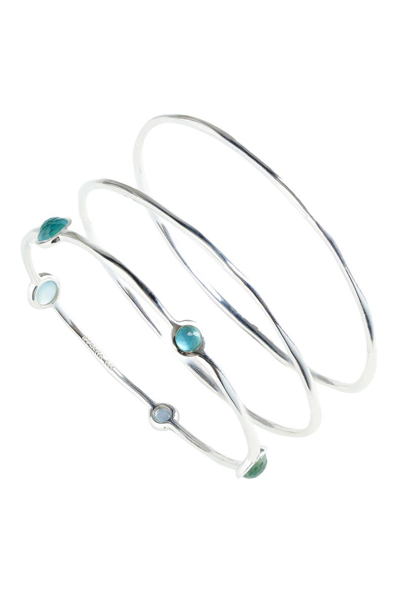 Wonderland Set of 3 Bangle Bracelets, Alternate, color, ROCK CRYSTAL MOP DENIM