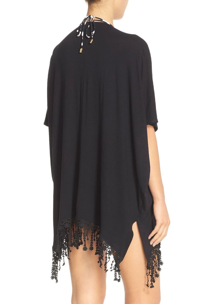 'Venise' Cover-Up Kimono, Alternate, color, BLACK