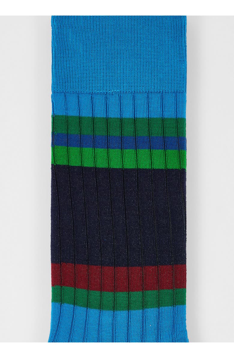Paul Smith Stripe Rib Cotton Blend Dress Socks, Alternate, color, 42_Turquoise