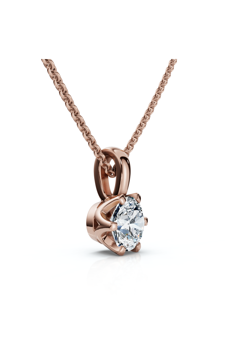 1/4Ct Round Solitaire Brilliant Cut Lab Grown Diamond Pendant 18" Necklace, Main, color, Rose Gold