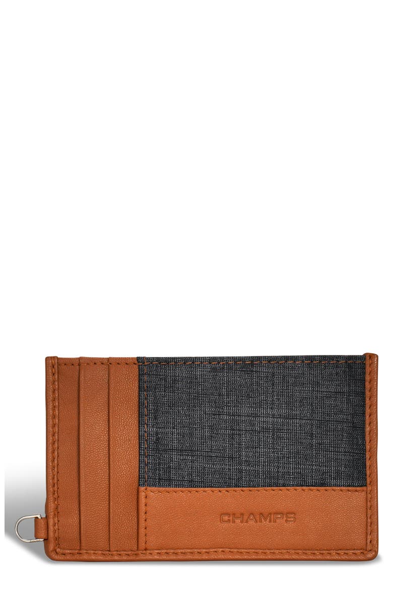 Denim Slim Card Holder, Main, color, TAN/BLACK
