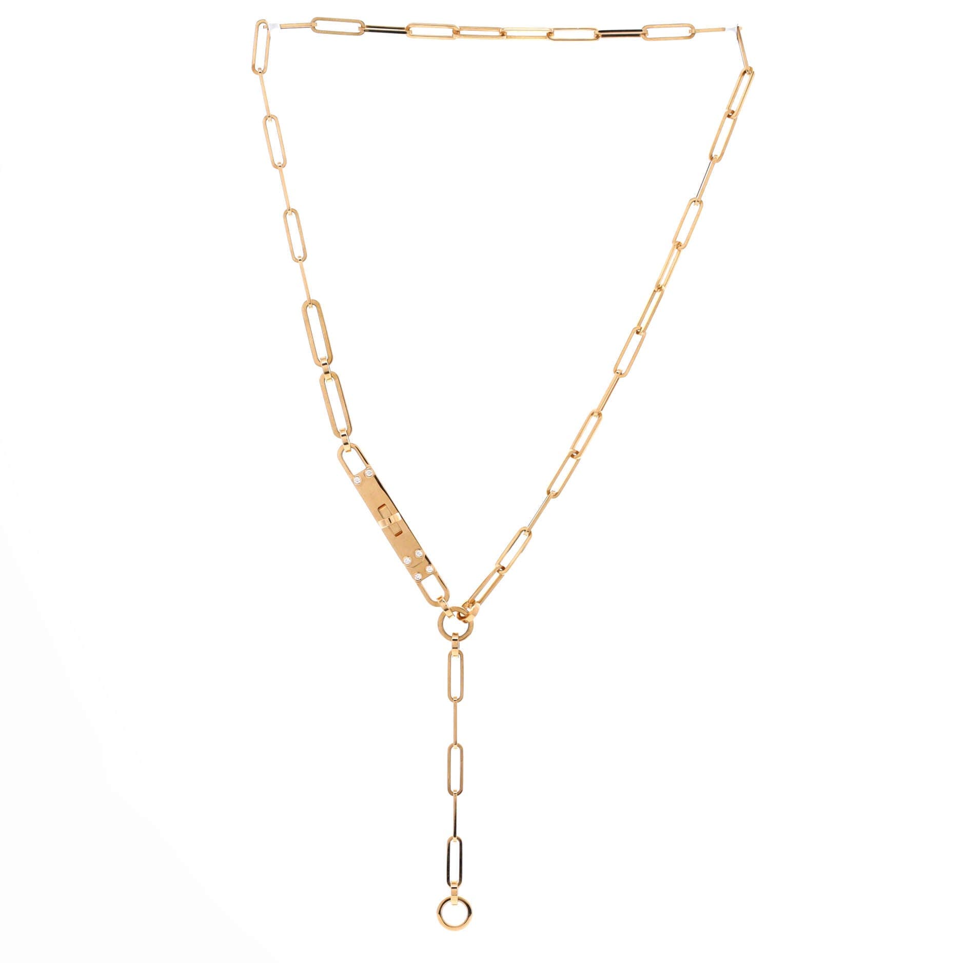 Kelly Chaine Lariat Necklace 18K Yellow Gold with Diamonds Small, Alternate, color, Metallic Gold