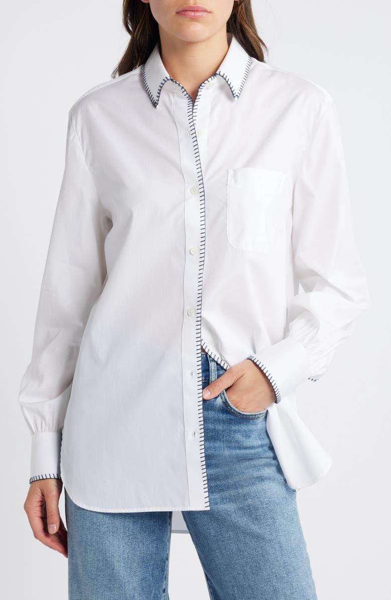 rag & bone Maxine Blanket Stitch Cotton Button-Up Shirt, Main, color, 