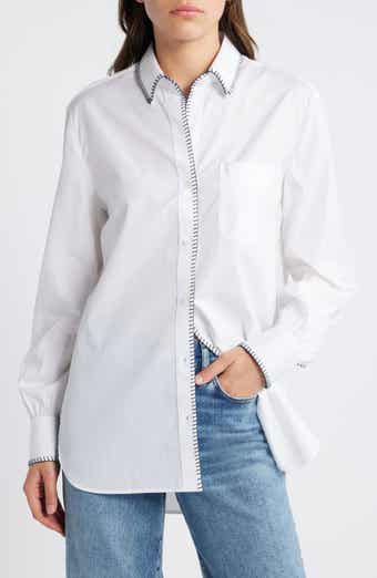 Maxine Blanket Stitch Cotton Button-Up Shirt