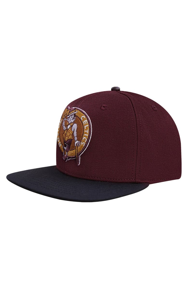PRO STANDARD Men's Pro Standard Maroon/Black Boston Celtics Gold Rush 2-Tone Snapback Hat, Alternate, color,