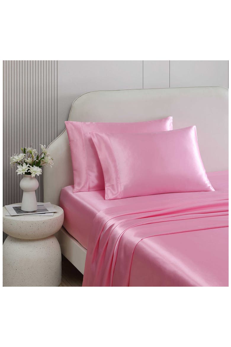 Solid Satin Sheet Set, Alternate, color, LIGHT PASTEL PINK