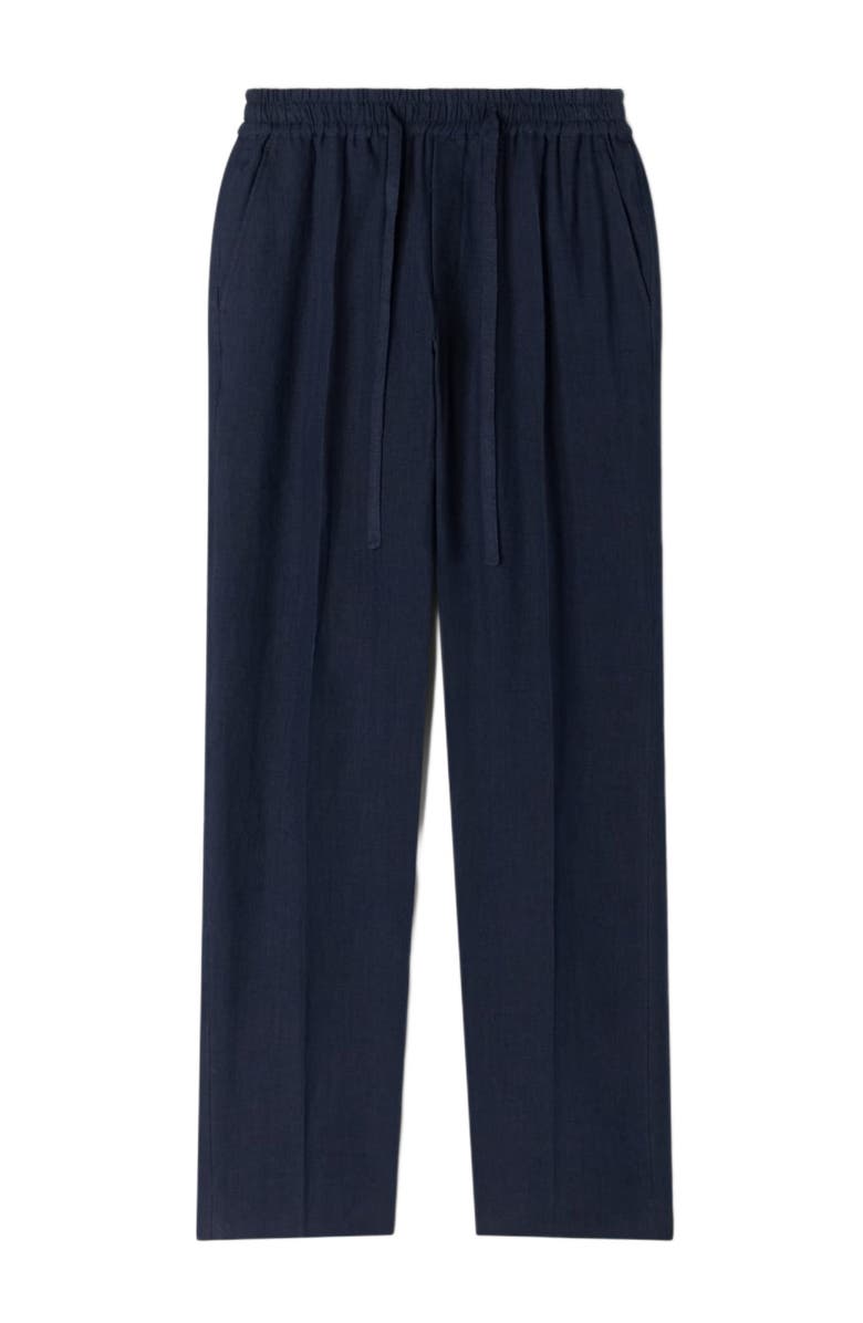 SANDRO Straight-leg linen trousers, Alternate, color, Navy Blue