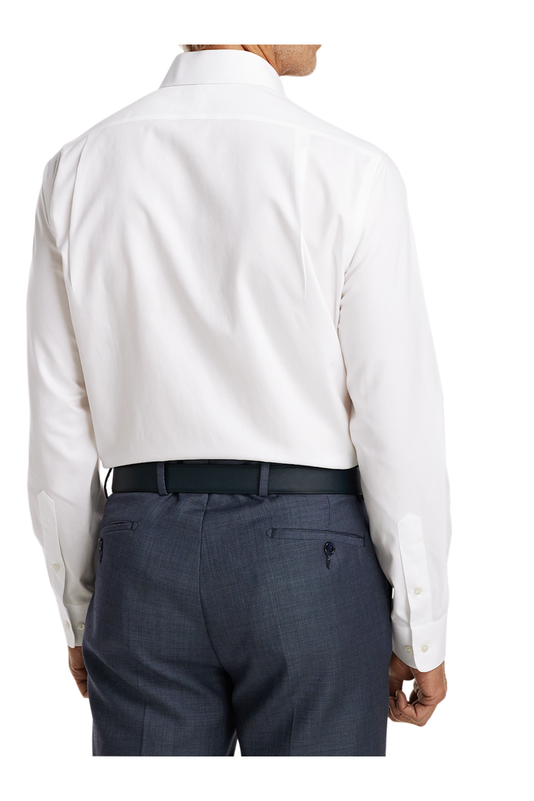 Tailored Fit Non-iron Cotton Pinpoint Solid Point Collar Dress Shirt, Alternate, color, White