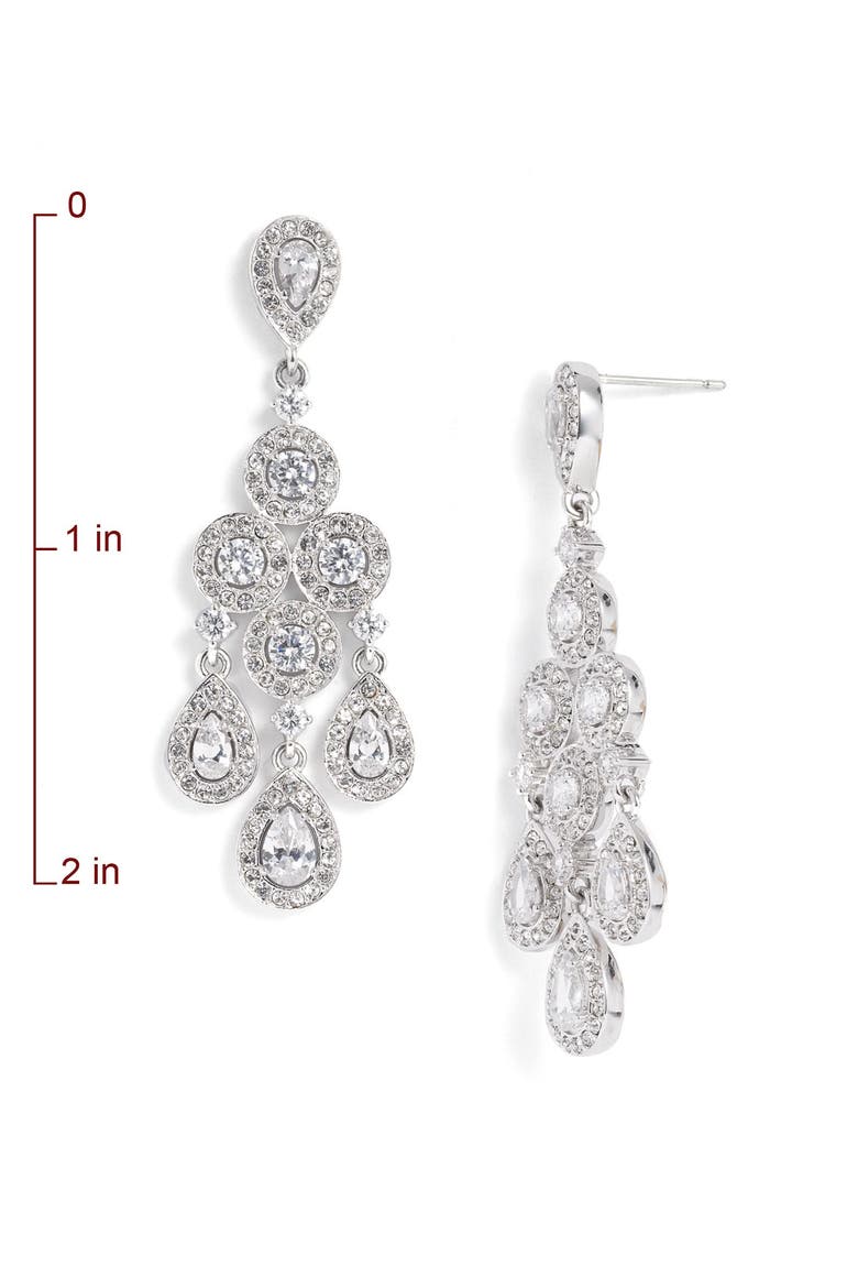 Framed Chandelier Earrings, Alternate, color, SILVER/ CLEAR