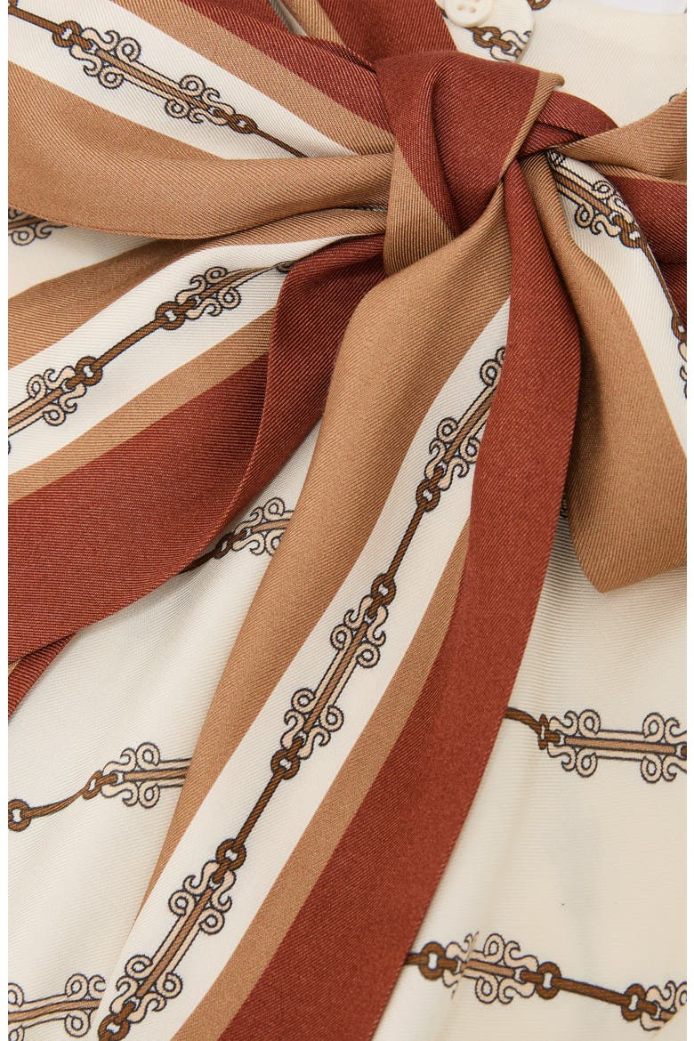 Lydia Chain Print Tie Neck Button-Up top, Alternate, color, IVORY