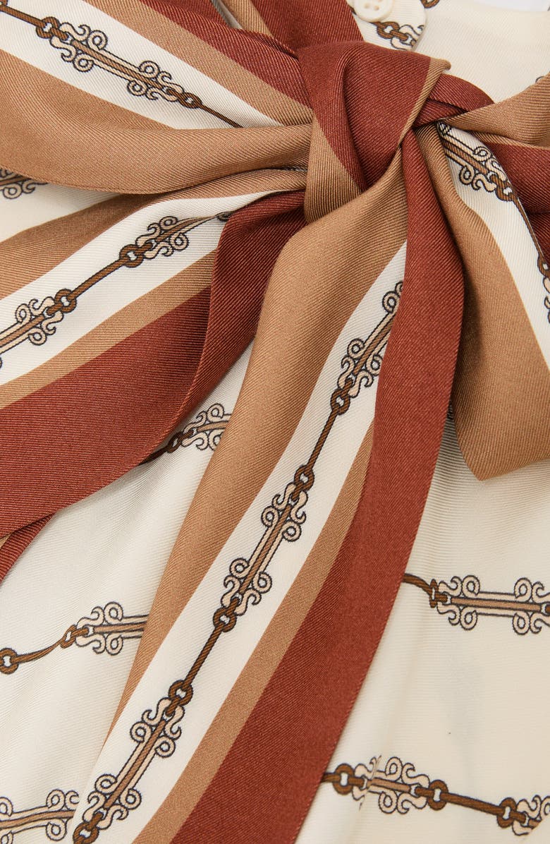 Reiss Lydia Chain Print Tie Neck Button-Up top, Alternate, color, Ivory