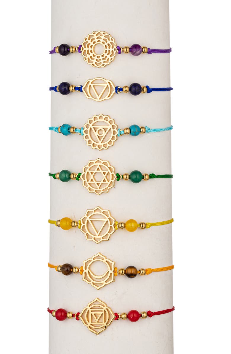 EYE CANDY LOS ANGELES Chakra Bracelet - Set of 7, Alternate, color, Gold