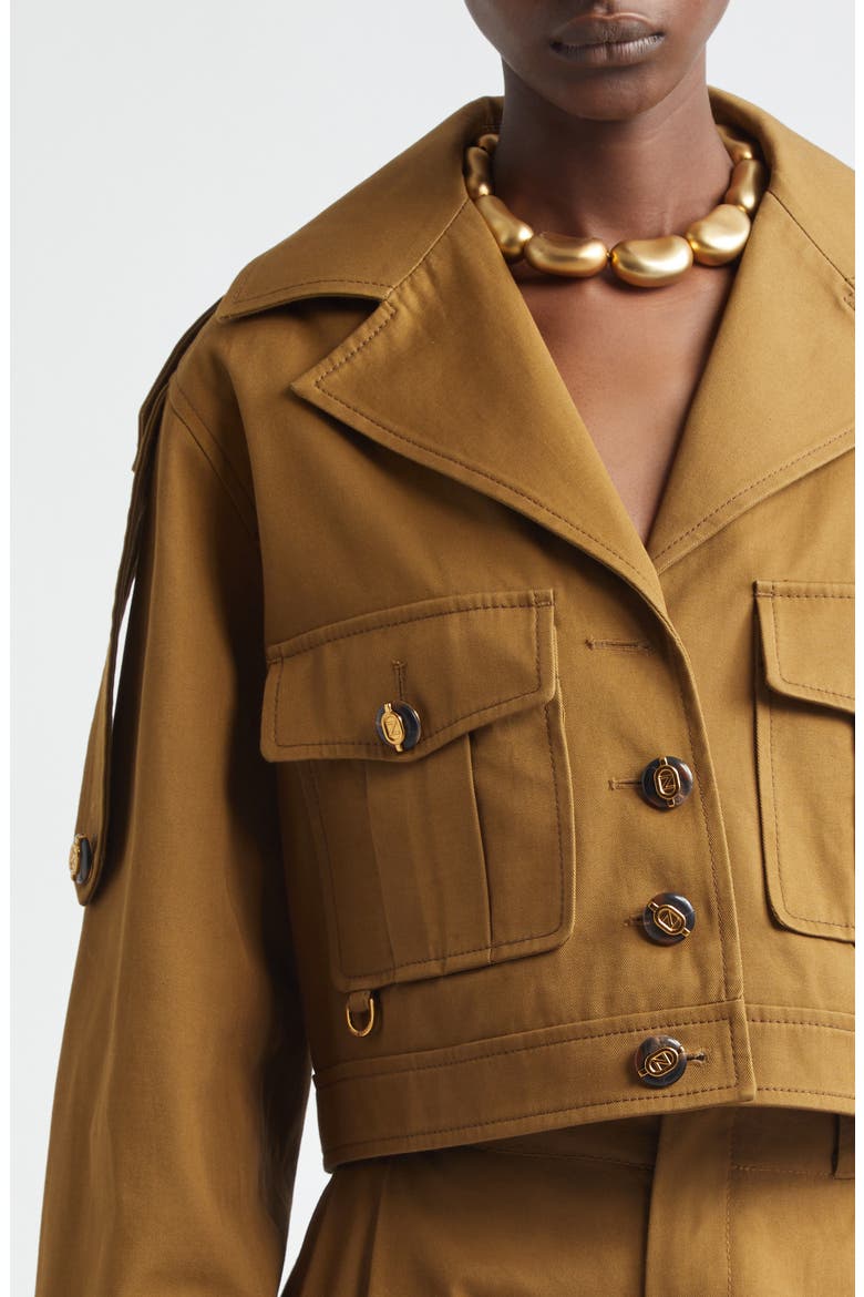 Kindred Spirit Luna Cotton Drill Cargo Jacket, Alternate, color, DARK KHAKI