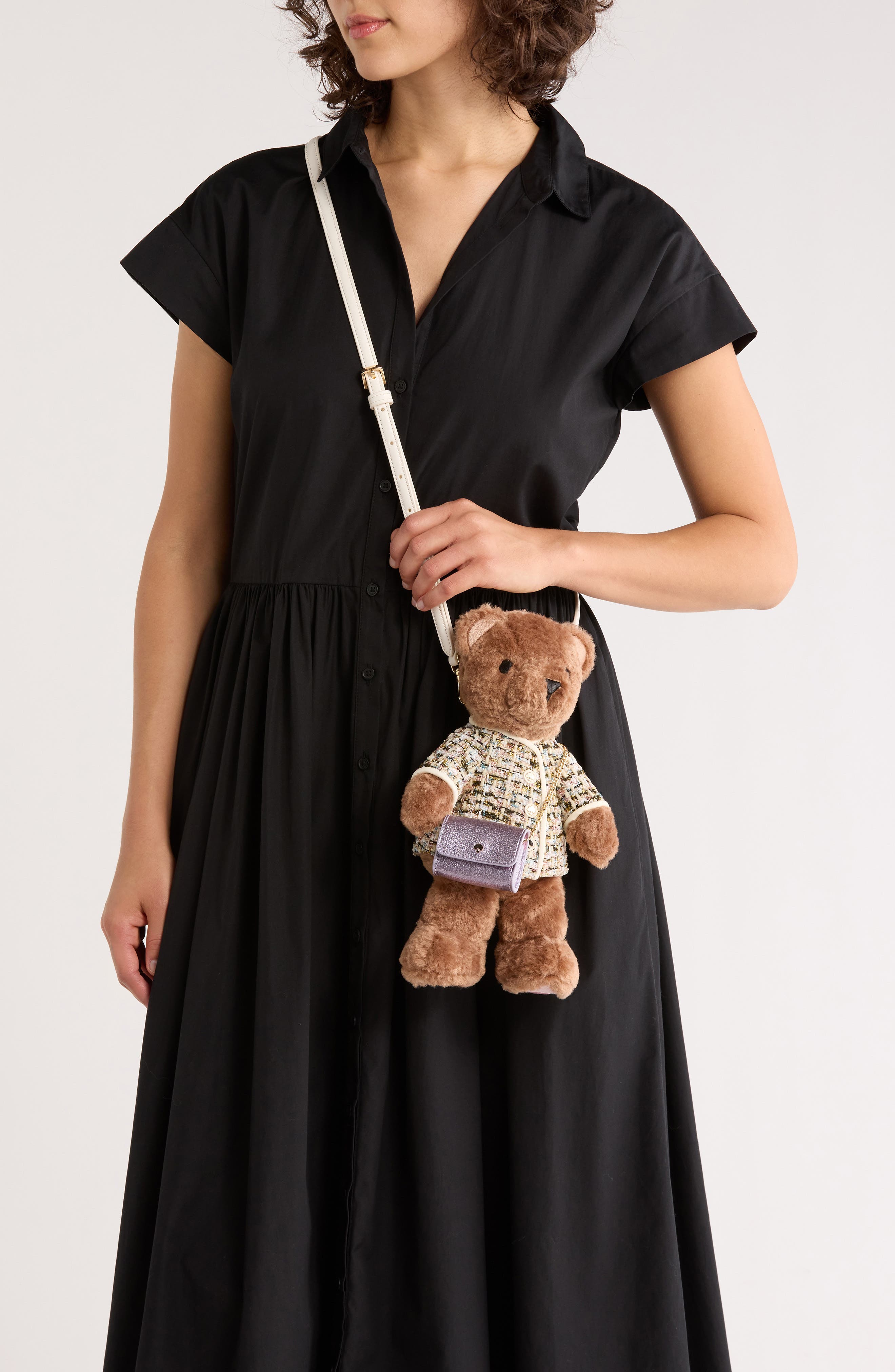 Kate Spade New York katey bear tweed crossbody bag, Alternate, color, 