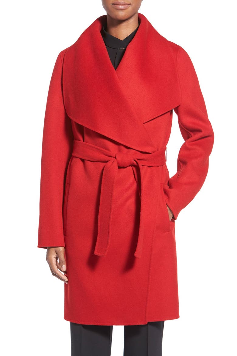 'Catifa' Wool & Cashmere Wrap Coat, Main, color, BRICK RED